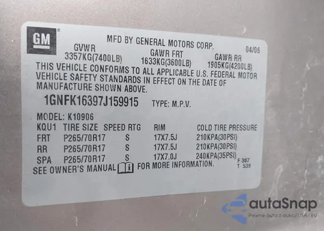 2007 Chevrolet Suburban 1500 Lt from USA, damaged, VIN 1GNFK16397J159915